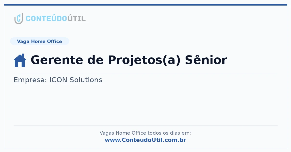 Vaga Home Office: Gerente de Projetos(a) Sênior | Quero Home